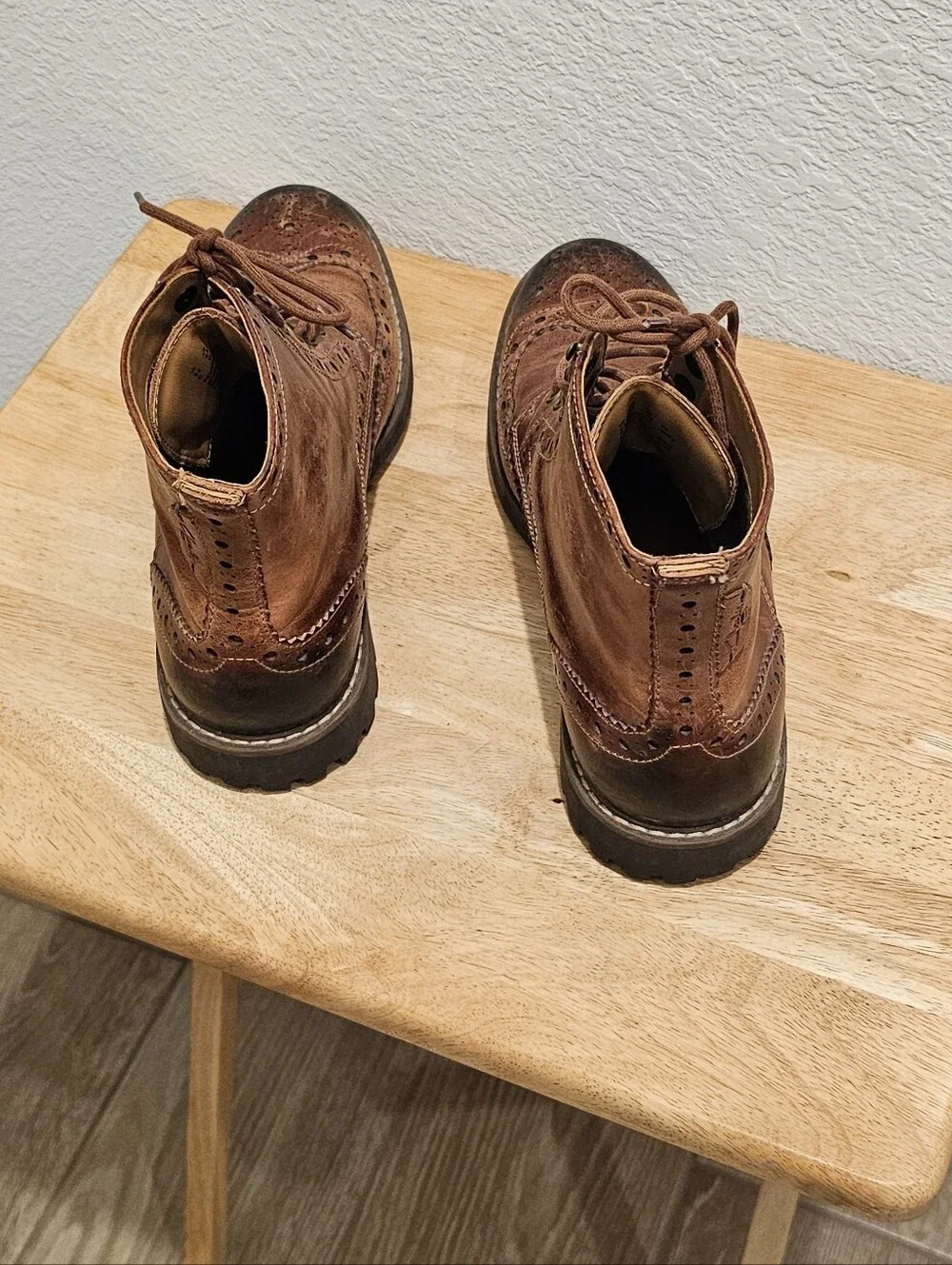 Clarks Montacute Lord Wingtip Brogue Boots, Brown Leather, Size 9.5